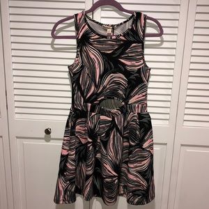 Pink and black patterned dress